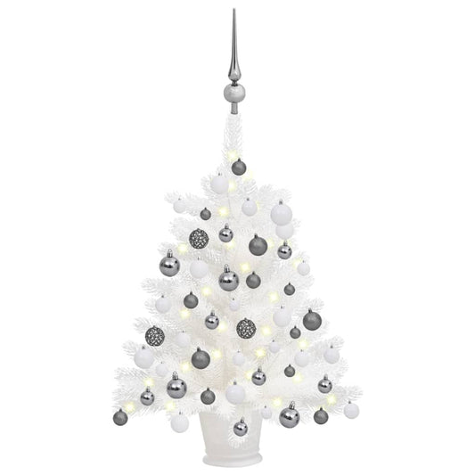 Artificial Pre-lit Christmas Tree with Ball Set White 65 cm