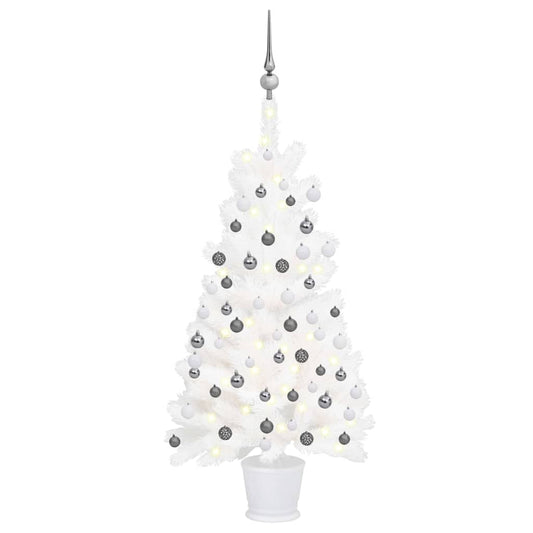 Artificial Pre-lit Christmas Tree with Ball Set White 90 cm