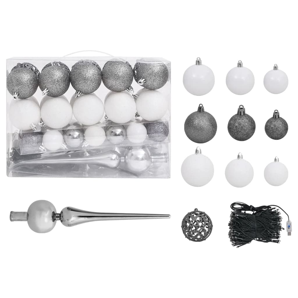 Artificial Pre-lit Christmas Tree with Ball Set White 90 cm