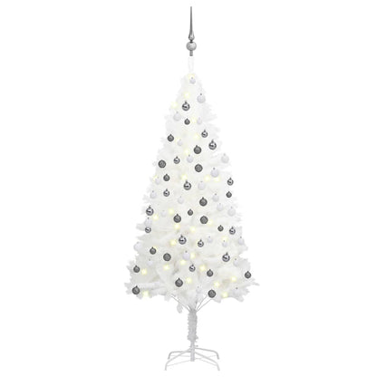 Artificial Pre-lit Christmas Tree with Ball Set White 150 cm