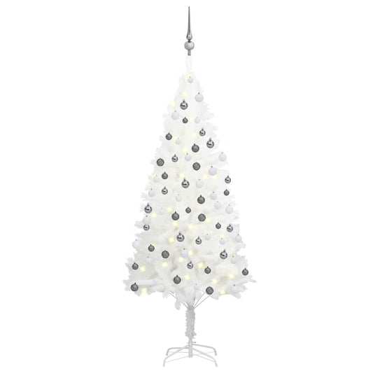 Artificial Pre-lit Christmas Tree with Ball Set White 150 cm