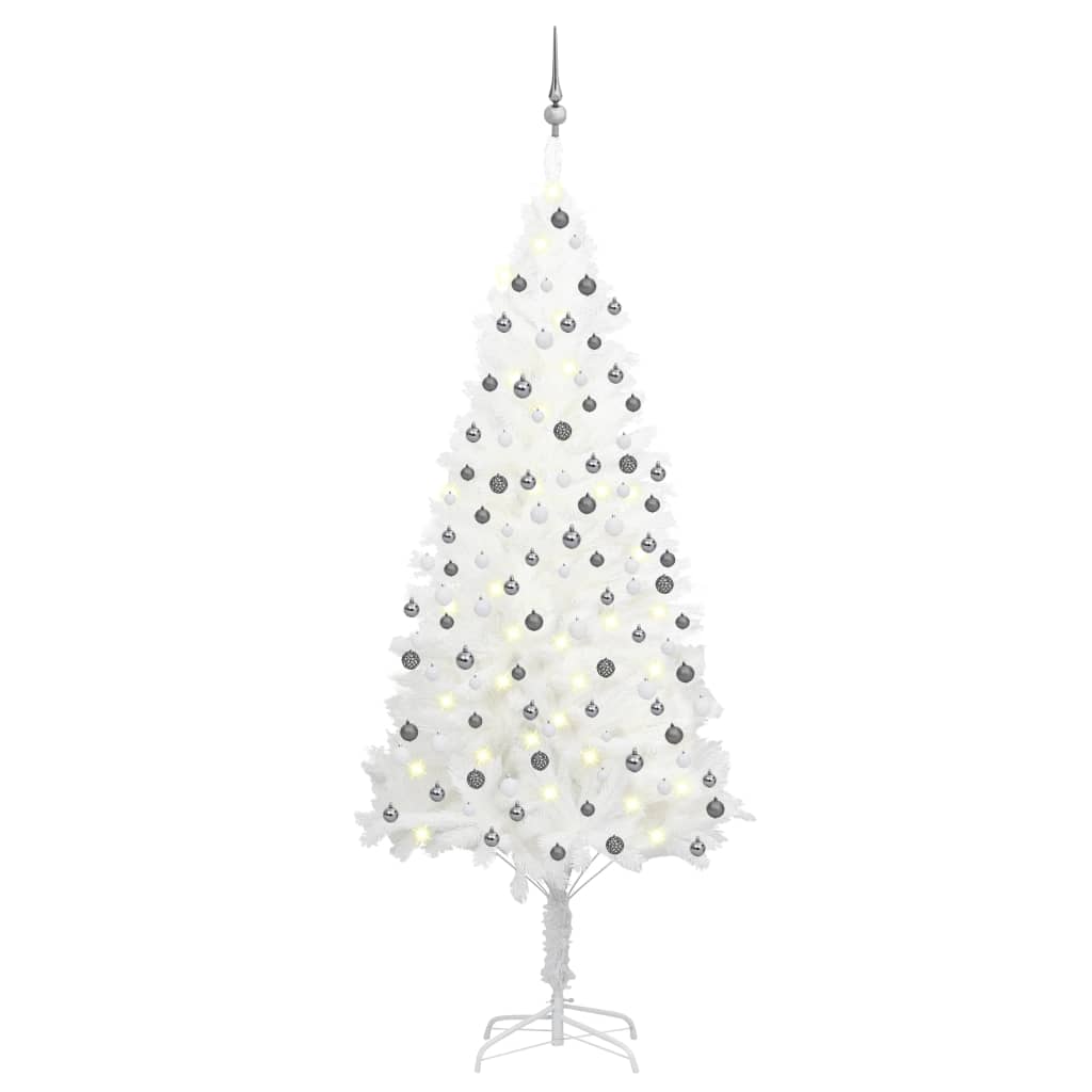 Artificial Pre-lit Christmas Tree with Ball Set White 210 cm