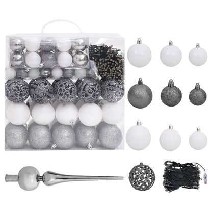 Artificial Pre-lit Christmas Tree with Ball Set White 210 cm