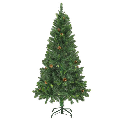 Artificial Pre-lit Christmas Tree with Pine Cones Green 150 cm