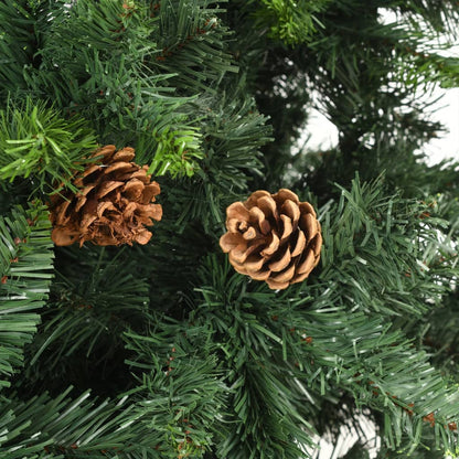 Artificial Pre-lit Christmas Tree with Pine Cones Green 150 cm