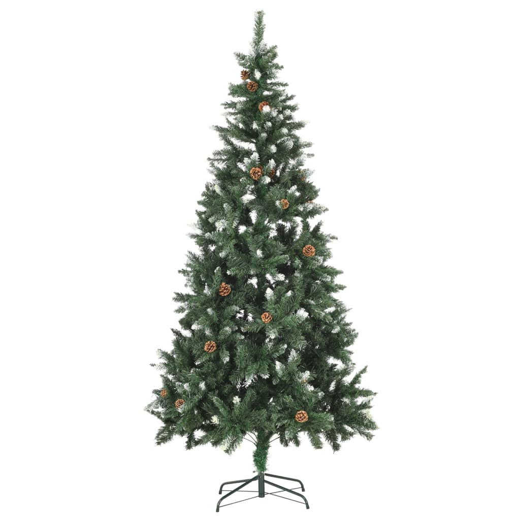 Artificial Pre-lit Christmas Tree with Pine Cones 210 cm