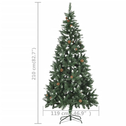 Artificial Pre-lit Christmas Tree with Pine Cones 210 cm