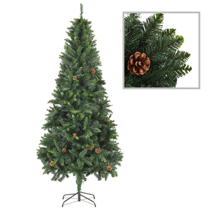 Artificial Pre-lit Christmas Tree with Ball Set&Pine Cones 210 cm