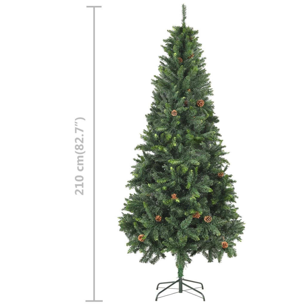 Artificial Pre-lit Christmas Tree with Ball Set&Pine Cones 210 cm