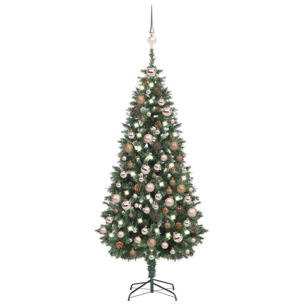 Artificial Pre-lit Christmas Tree with Ball Set&Pine Cones 180 cm