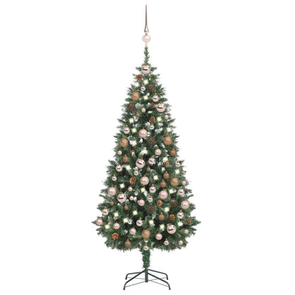 Artificial Pre-lit Christmas Tree with Ball Set&Pine Cones 180 cm