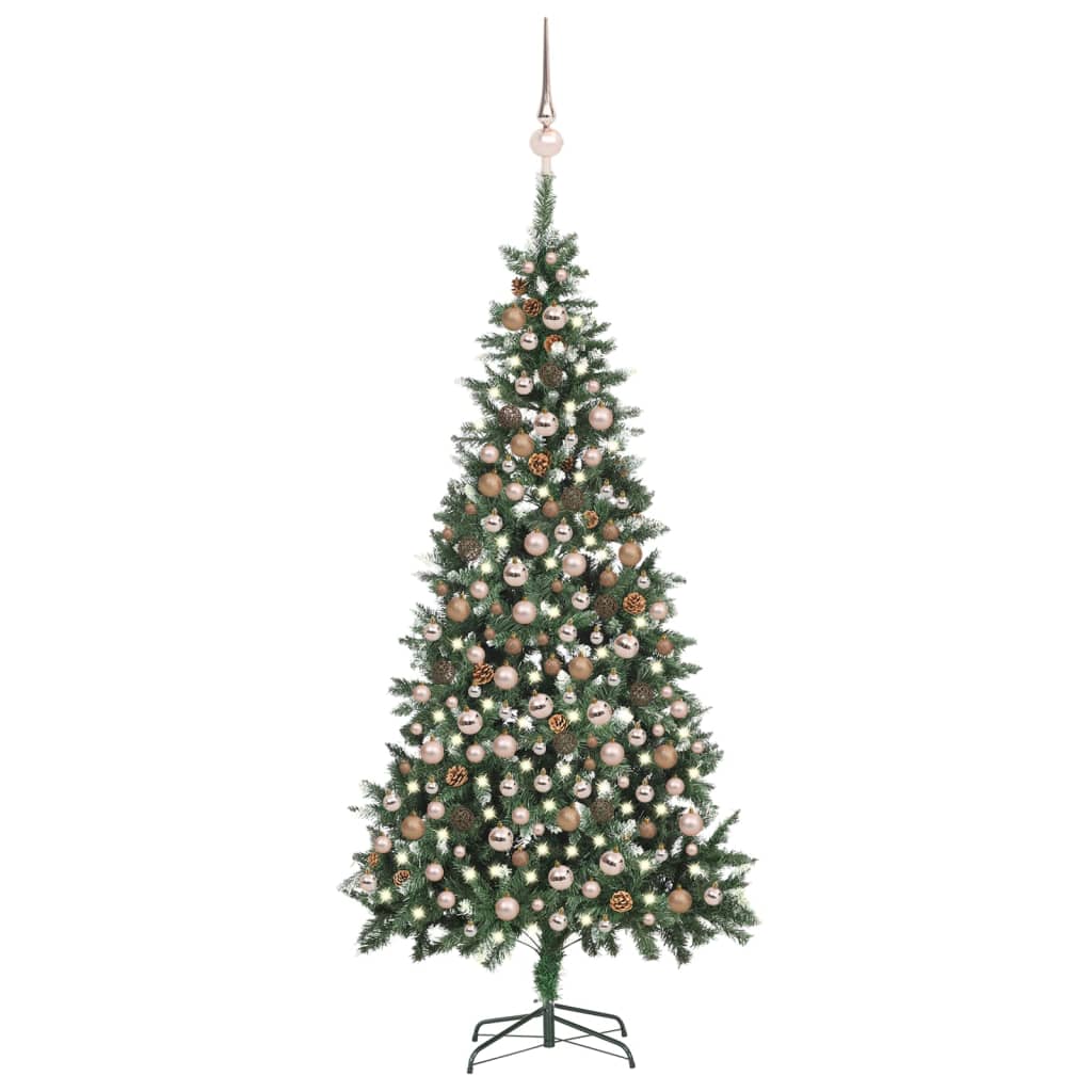 Artificial Pre-lit Christmas Tree with Ball Set&Pine Cones 210 cm