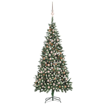 Artificial Pre-lit Christmas Tree with Ball Set&Pine Cones 210 cm