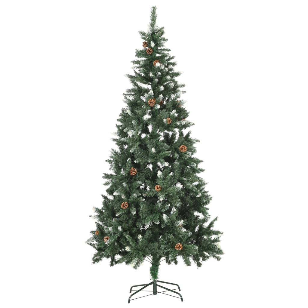 Artificial Pre-lit Christmas Tree with Ball Set&Pine Cones 210 cm