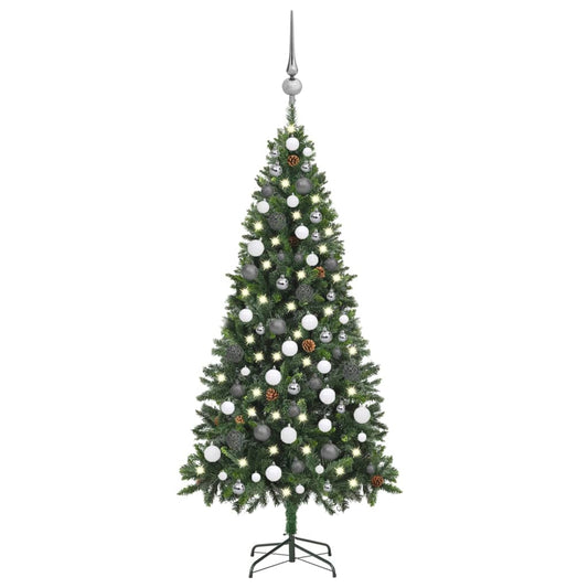 Artificial Pre-lit Christmas Tree with Ball Set Pine Cones 180 cm