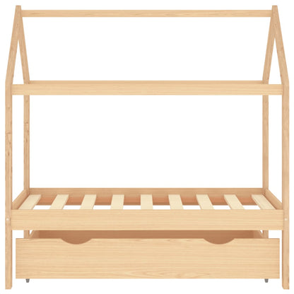 Kids Bed Frame with a Drawer Solid Pine Wood 70x140 cm