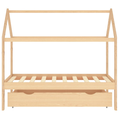 Kids Bed Frame with a Drawer Solid Pine Wood 80x160 cm