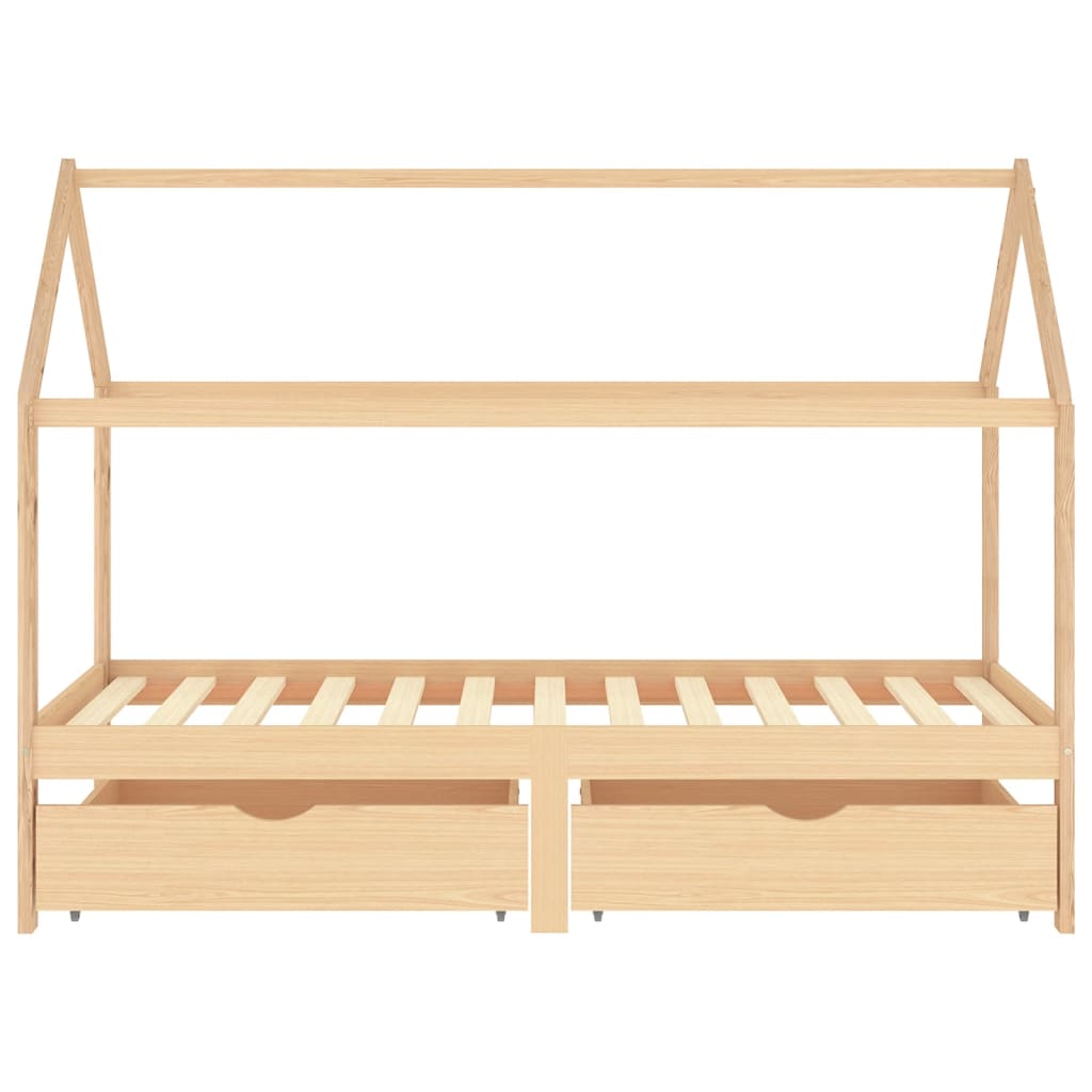 Kids Bed Frame with Drawers Solid Pine Wood 90x200 cm