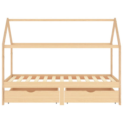 Kids Bed Frame with Drawers Solid Pine Wood 90x200 cm