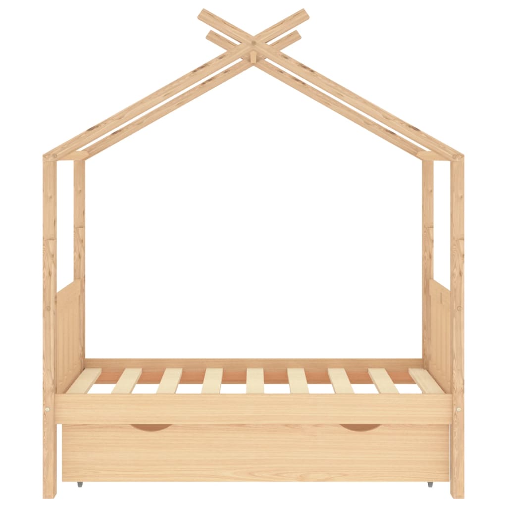 Kids Bed Frame with a Drawer Solid Pine Wood 70x140 cm