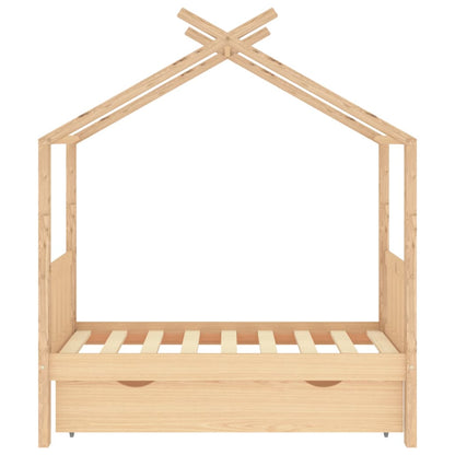 Kids Bed Frame with a Drawer Solid Pine Wood 70x140 cm