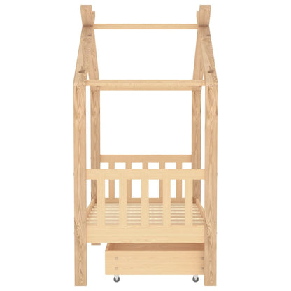 Kids Bed Frame with a Drawer Solid Pine Wood 70x140 cm