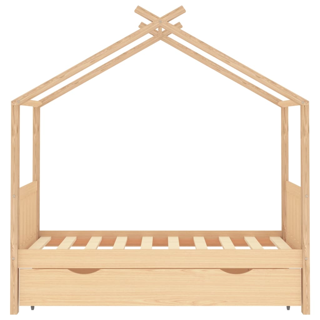 Kids Bed Frame with a Drawer Solid Pine Wood 80x160 cm