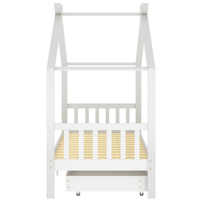 Kids Bed Frame with Drawers White Solid Pine Wood 90x200 cm