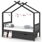 Kids Bed Frame with a Drawer Dark Grey Solid Pine Wood 80x160cm