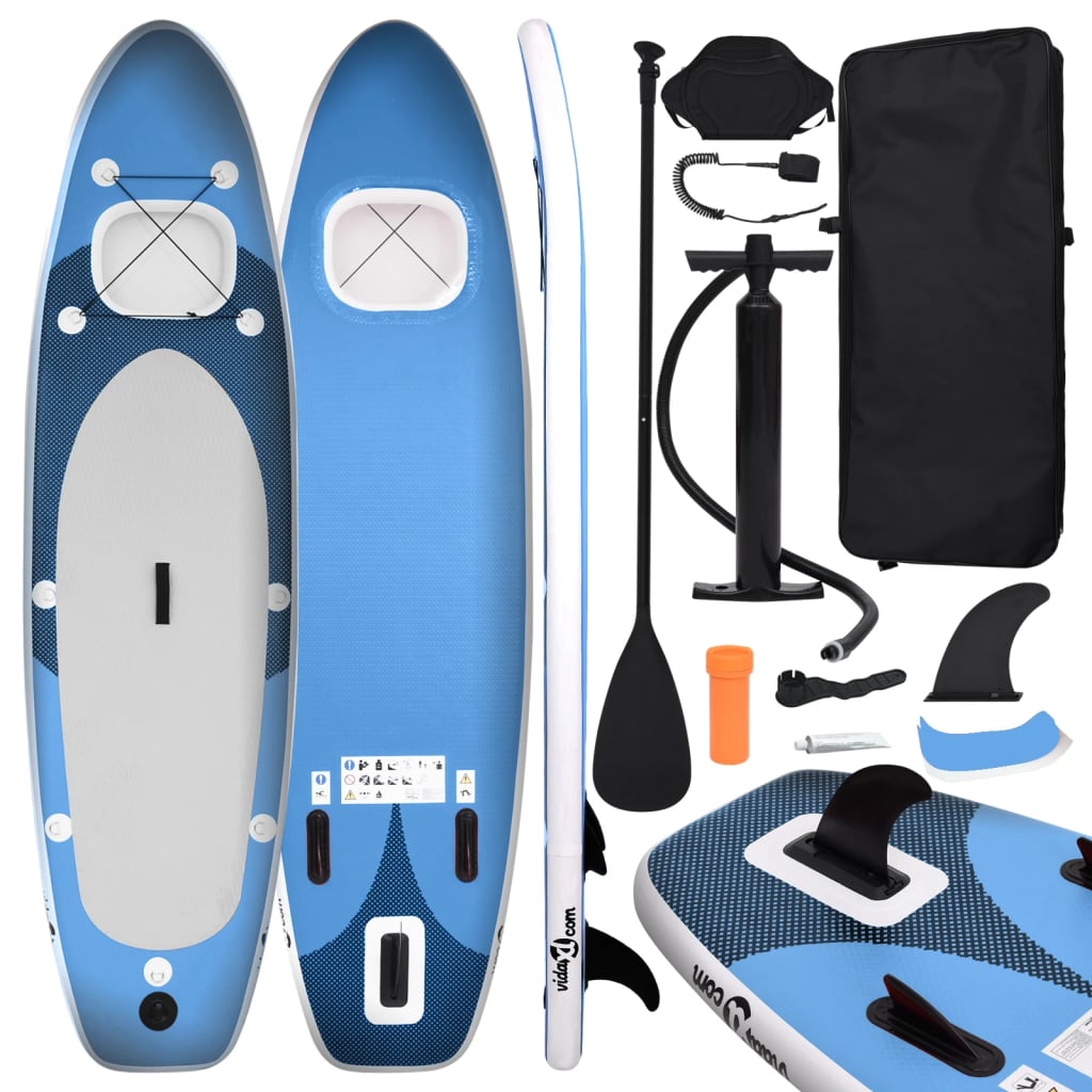 Inflatable Stand Up Paddle Board Set Sea Blue 300x76x10 cm