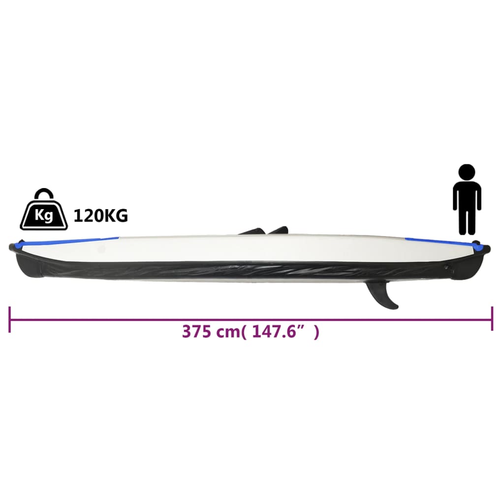 Inflatable Kayak Blue 375x72x31 cm Polyester