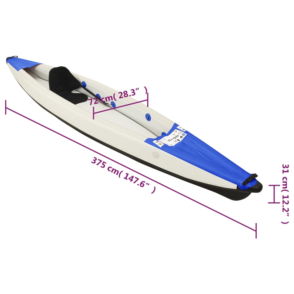 Inflatable Kayak Blue 375x72x31 cm Polyester