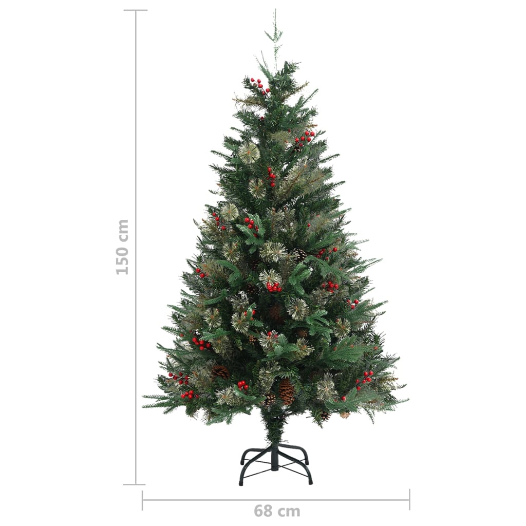 Christmas Tree with Pine Cones Green 150 cm PVC&PE