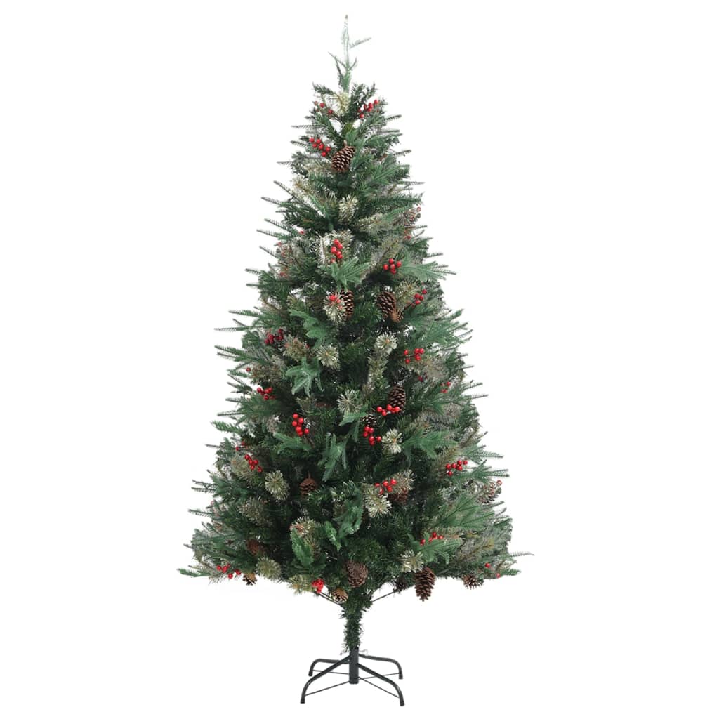 Christmas Tree with Pine Cones Green 225 cm PVC&PE