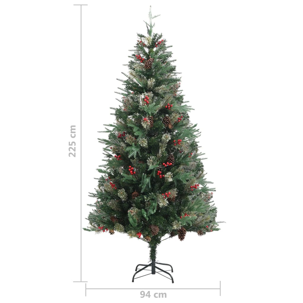 Christmas Tree with Pine Cones Green 225 cm PVC&PE