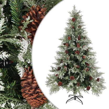 Christmas Tree with Pine Cones Green and White 120 cm PVC&PE