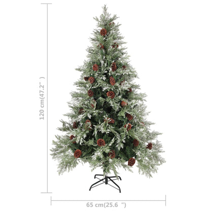 Christmas Tree with Pine Cones Green and White 120 cm PVC&PE