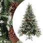 Christmas Tree with Pine Cones Green and White 150 cm PVC&PE