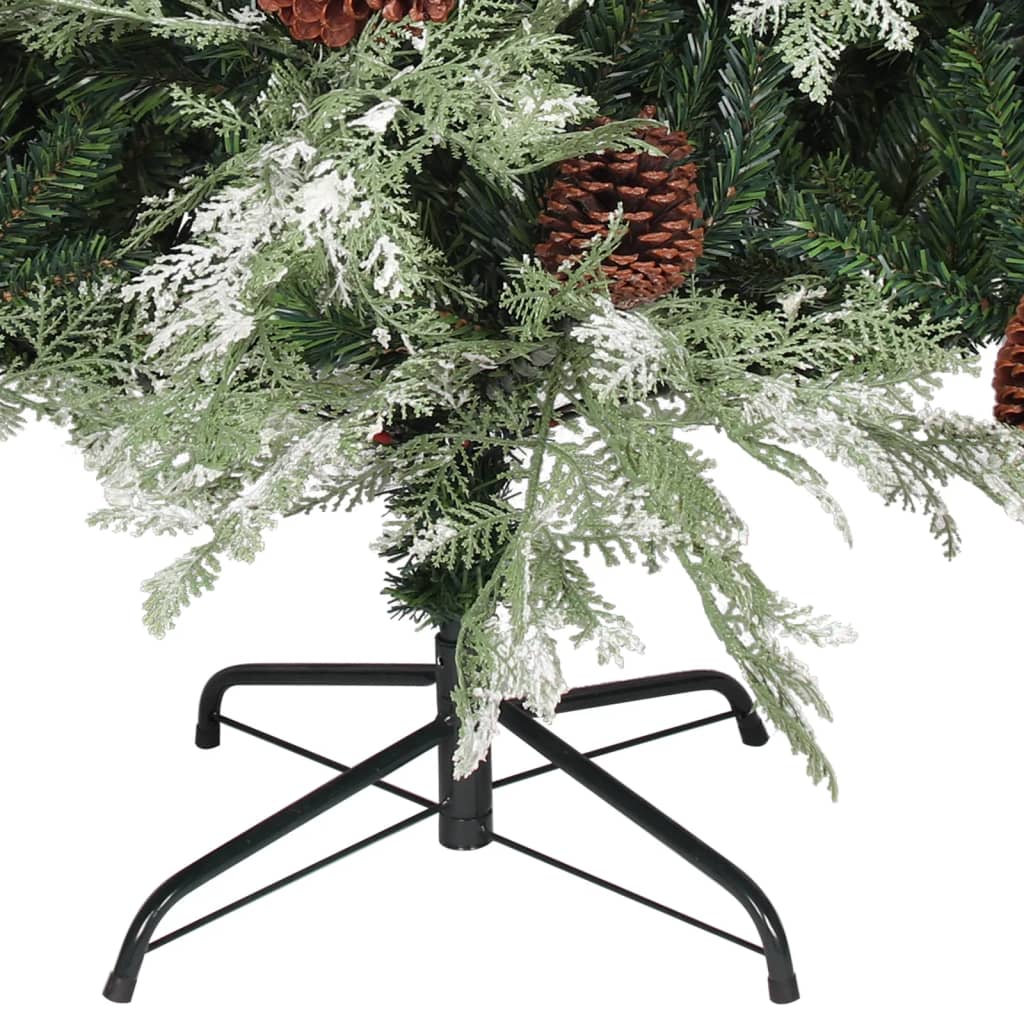 Christmas Tree with Pine Cones Green and White 150 cm PVC&PE