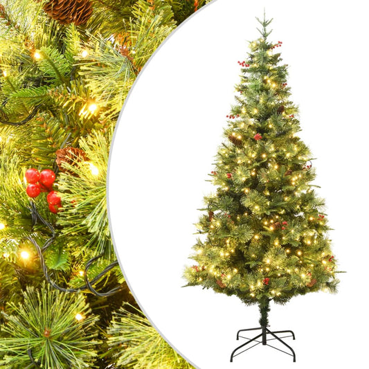 Pre-lit Christmas Tree with Pine Cones Green 120 cm PVC&PE