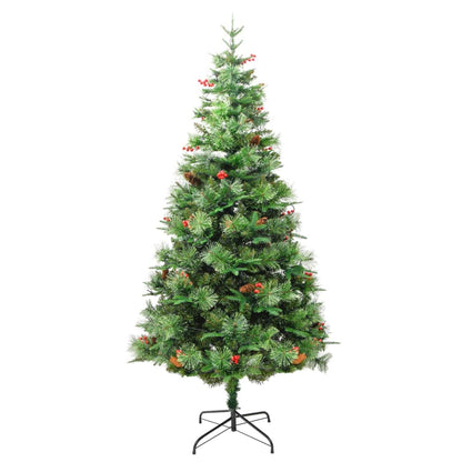 Pre-lit Christmas Tree with Pine Cones Green 195 cm PVC&PE