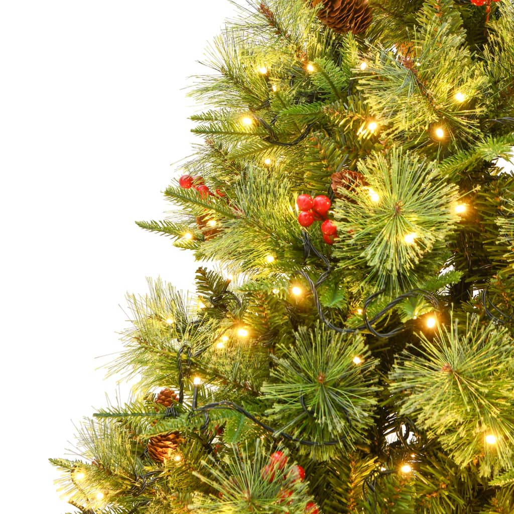 Pre-lit Christmas Tree with Pine Cones Green 195 cm PVC&PE