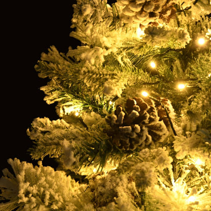 Pre-lit Christmas Tree with Flocked Snow&Cones 150 cm PVC&PE