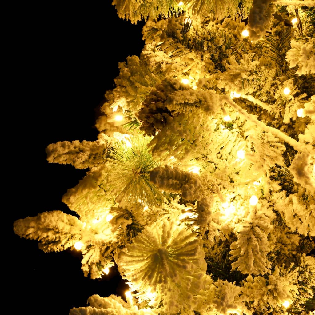 Pre-lit Christmas Tree with Flocked Snow&Cones 195 cm PVC&PE