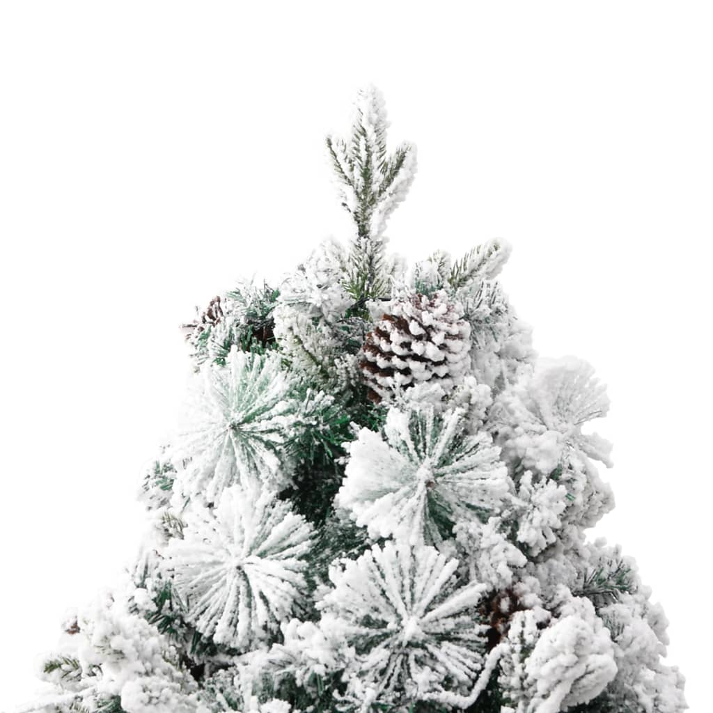 Pre-lit Christmas Tree with Flocked Snow&Cones 225 cm PVC&PE