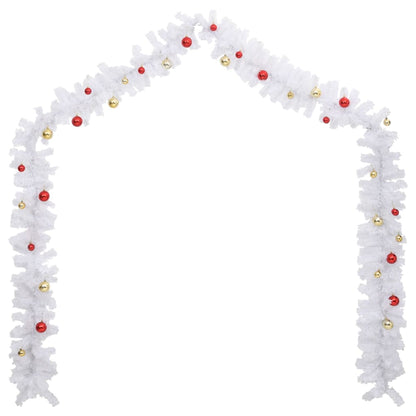 Christmas Garland Decorated with Baubles White 5 m