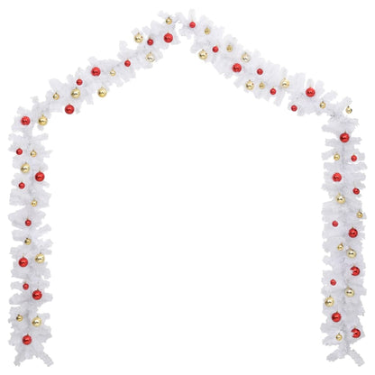 Christmas Garland Decorated with Baubles White 10 m