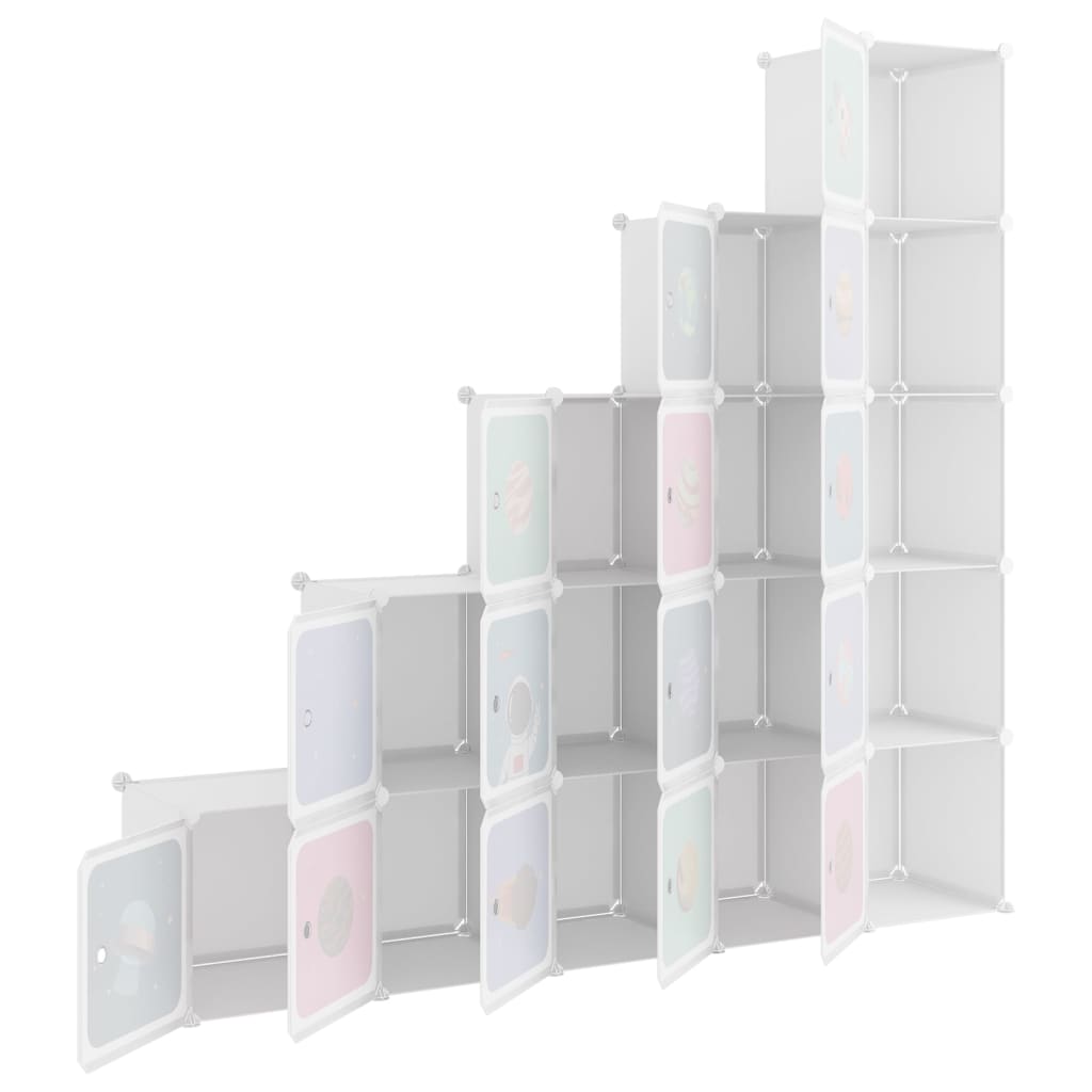 Cube Storage Cabinet for Kids with 15 Cubes White PP