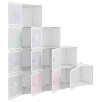 Cube Storage Cabinet for Kids with 10 Cubes White PP