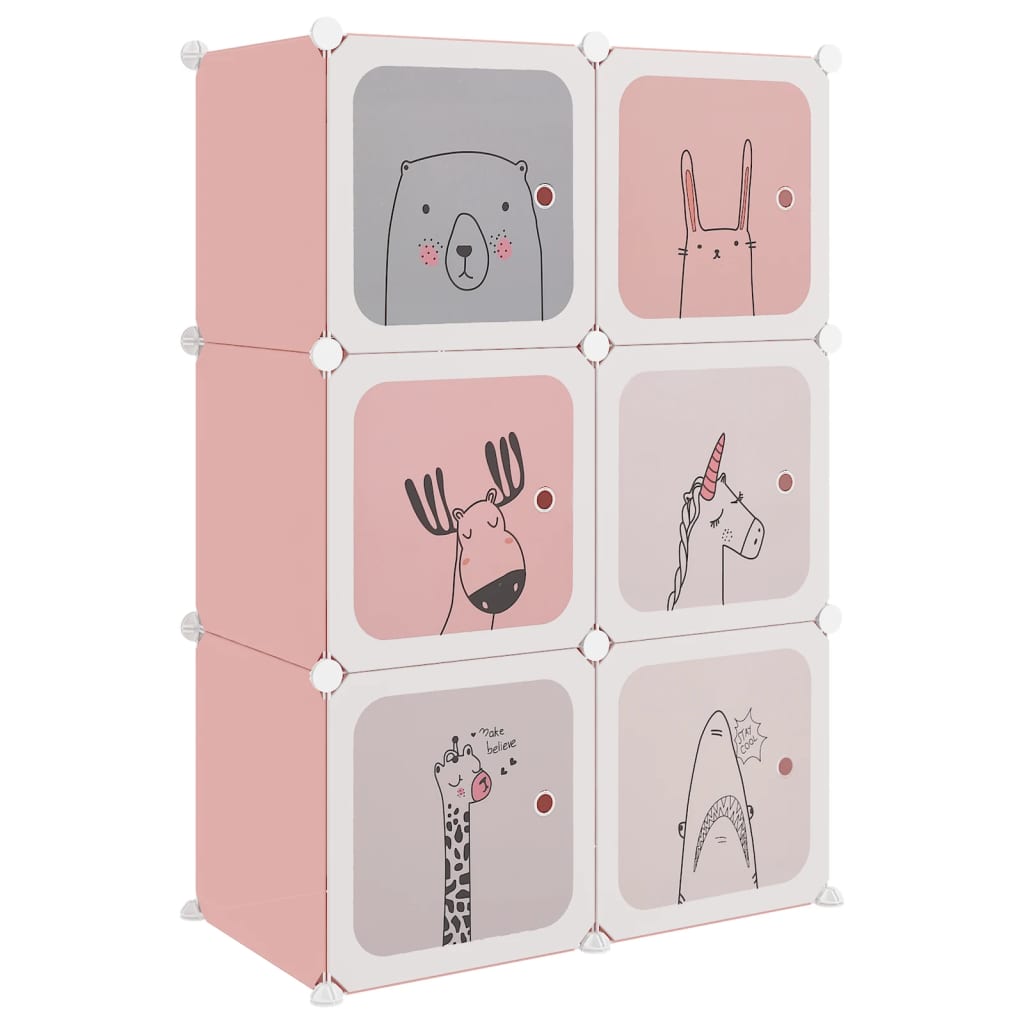 Cube Storage Cabinet for Kids with 6 Cubes Pink PP